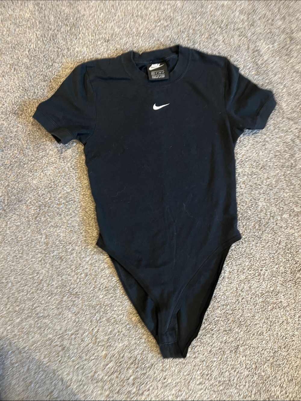 Nike Black Kids One-Piece Bodysuit with White Swoosh